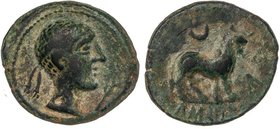 CELTIBERIAN COINS
Semis. 180 a.C. CASTULO (CAZLONA, Jaén). Anv.: Cabeza masculina diademada a derecha, delante espiga. Rev.: Toro a derecha, encima c...
