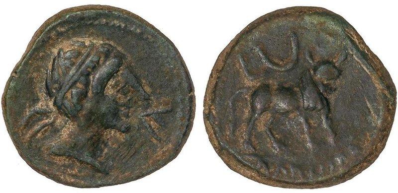 CELTIBERIAN COINS
Semis. 180 a.C. CASTULO (CAZLONA, Jaén). Anv.: Cabeza masculi...