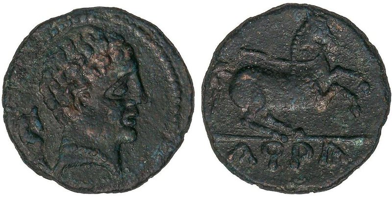 CELTIBERIAN COINS
Semis. 120-50 a.C. CONTERBIA CARBICA (HUETE, Cuenca). Anv.: C...
