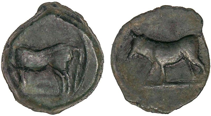 CELTIBERIAN COINS
1/8 Calco. 300-200 a.C. EBUSUS (IBIZA). Anv.: Toro parado a i...