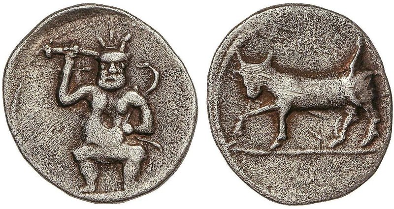 CELTIBERIAN COINS
Hemidracma. 200-100 a.C. EBUSUS (IBIZA). Anv.: Bes con martil...