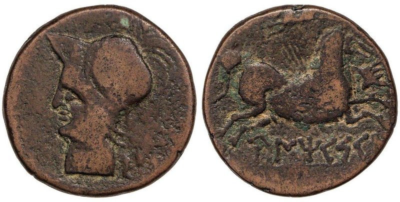 CELTIBERIAN COINS
As. 130-90 a.C. UNTICESCEN (EMPÚRIES, Girona). Anv.: Cabeza d...