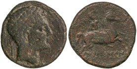 CELTIBERIAN COINS
As. 120-20 a.C. LAIESCEN (BARCELONA). Anv.: Cabeza masculina a derecha. Rev.: Jinete con palma a derecha, debajo leyenda ibérica. 1...