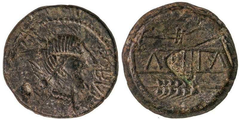 CELTIBERIAN COINS
As. 220-20 a.C. OBULCO (PORCUNA, Jaén). Anv.: Cabeza femenina...
