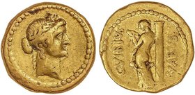ROMAN COINS: ROMAN REPUBLIC
Áureo. 39 a.C. VIBIA-27. C. Vibius Varus. Anv.: Cabeza laureada de Apolo a derecha. Rev.: C. VIBIVS VARVS. Venus de pie a...