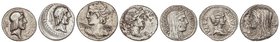 ROMAN COINS: ROMAN REPUBLIC
Lote 7 monedas Denario. AEMILIA (2), CALPURNIA (2), CASSIA, JULIA DOMNA y LICINIA. AR. A EXAMINAR. C-156; FFC-103, 126, 2...