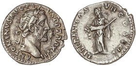 ROMAN COINS: ROMAN EMPIRE
Denario. Acuñada el 153-154 d.C. ANTONINO PÍO. Anv.: ANTONINVS AVG. PIVS PP TR P XVII. Busto laureado. Rev.: LIBERALITAS VI...