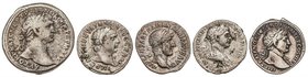 ROMAN COINS: ROMAN EMPIRE
Lote 5 monedas Denario (4) y Dracma. ADRIANO, NERVA y TRAJANO (3). AR. Incluye Dracma Trajano Arabia. A EXAMINAR. MBC a MBC...