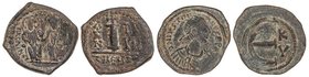 BYZANTINE COINS
 Lote 2 monedas Pentanummium . JUSTINIANO (527-565 d.C.) y JUSTINO II (565-578 d.C.) . ANTIOQUÍA y CYZICUS . AE. Se-210, 383. MBC a M...