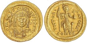 BYZANTINE COINS
Sólido. JUSTINO II (565-578 d.C.). CONSTANTINOPLA. Anv.: DN. IVSTINVS PP. AVI. Busto con casco de frente con flobo y Victoria. Rev.: ...