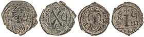 BYZANTINE COINS
 Lote 2 monedas Decanummium . TIBERIO II CONSTANTINO (578-582 d.C.) . AE. A EXAMINAR. Se-454 Sim, 455 Sim. MBC+ a EBC- .