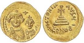 BYZANTINE COINS
Sólido. HERACLIO (610-641 d.C.). CONSTANTINOPLA. Anv.: dd. NN h¶RACLIS (...) P. AV. Busto de Heraclio y Heraclio Constantino de frent...