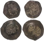 BYZANTINE COINS
 Lote 2 monedas Aspron Trachy . MANUEL I (1143-1180 d.C.) . Ve. A EXAMINAR. Se-1963 Sim, 1964 Sim. MBC+ a EBC- .