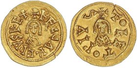 VISIGOTHIC COINS
Triente. RECAREDO I (586-601 d.C.). TOLETO (Carthaginensis). Anv.: ¶RECC¶REDVS RE¶. Rev.: ¶TOLETO PIV¶. 1,51 grs. AU. ESCASA. Miles-...
