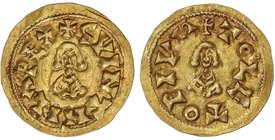 VISIGOTHIC COINS
Triente. SUINTILA (621-631 d.C.). TOLETO (Carthaginensis). Anv.: ¶SVINTHIL¶REX. Rev.: ¶TOLETOPIV¶. 1,49 grs. AU. Miles-223a; Vcc-298...
