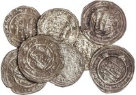 AL-ANDALUS COINS: CALIFHATE
Lote 8 monedas Dirham. AR. Califales (5), Abderrahmán III, Al-Haqem II e Hixem II (3, uno partido). Incluye 3 Dirham Hamu...