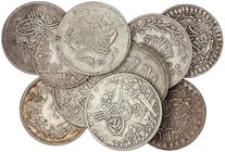 ISLAMIC WORLD: OTTOMAN TURKS
Lote 11 monedas. 227 grs. AR. Kurush de Abdul Hamid I (4) y 20 Piastras Mehmet V (4). Incluye 40 Para de Abdul Mejid y B...