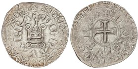 MEDIEVAL COINS: KINGDOM OF NAVARRE
Gros Tornés. CARLOS EL MALO. Anv.: ¶ :DE :NAVARRA. Castillo tornés. Orla de escudos de cadenas de Navarra. Rev.: ¶...