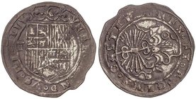 SPANISH MONARCHY: FERDINAND AND ISABELLA
1 Real. SEVILLA. Anv.: Armiño a izquierda del escudo. Rev.: S en campo. 3,33 grs. Pátina oscura. Cal-374. (M...