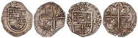 SPANISH MONARCHY: PHILIP II
Lote 2 monedas 1 Real. SEVILLA. A EXAMINAR. Cal-Tipo ¿408?, 412. EBC.
