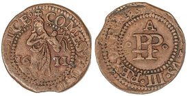 SPANISH MONARCHY: PHILIP III
Ternet (3 Diners). 1611. PERPIGNAN. 2,36 grs. RARA EN ESTA CONSERVACIÓN. Cal-739. MBC+.