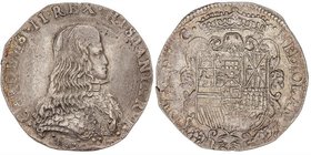 SPANISH MONARCHY: CHARLES II
1 Felipe. (1676). MILÁN. 27,74 grs. AR. Fecha poco visible. Restos de brillo original con leve pátina irisada. BONITA PI...