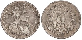 SPANISH MONARCHY: CHARLES II
1/2 Ducado (50 Grana). 1693. NÁPOLES y SICILIA. AG/A. 10,65 grs. AR. (Rayitas de ajuste en reverso, normal en esta pieza...
