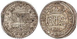 SPANISH MONARCHY: CHARLES III Pretender
2 Reales. 1708. BARCELONA. 5,44 grs. Cal-24. EBC-.