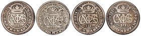 SPANISH MONARCHY: CHARLES III Pretender
Lote 4 monedas 2 Reales. 1708, 1710, 1711 y 1712. BARCELONA. A EXAMINAR. Cal-24, 26, 27 y 28. MBC- a MBC.