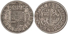 SPANISH MONARCHY: PHILIP V
2 Reales. 1723. MADRID. A. 5,71 grs. (Pequeña hojita en canto). Pátina. Cal-1250. MBC+.