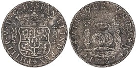 SPANISH MONARCHY: PHILIP V
8 Reales. 1737. MEXICO. M.F. 26,05 grs. Columnario. (Oxidaciones marinas). Pátina. Cal-781. (MBC)/MBC+.