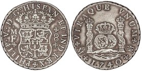 SPANISH MONARCHY: PHILIP V
 8 Reales . 1740/30 . MEXICO . M.F. 26,8 grs. Columnario. Cal-788. MBC .