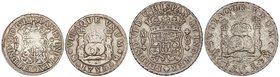 SPANISH MONARCHY: FERDINAND VI
Lote 2 monedas 4 y 8 Reales. 13,10 y 26,71 grs. 4 Reales 1754 México M.F. (descolgada) y 8 Reales 1753 México M.F. (ox...