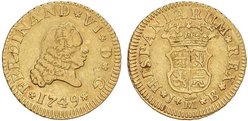 SPANISH MONARCHY: FERDINAND VI
1/2 Escudo. 1749. MADRID. J.B. 1,74 grs. (Leves ...