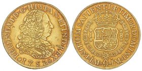 SPANISH MONARCHY: FERDINAND VI
8 Escudos. 1752. LIMA. J. 26,95 grs. (Pequeñas hojitas y leves golpecitos en canto). Bonito color. Cal-19; XC-578. EBC...