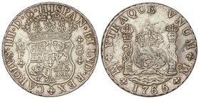 SPANISH MONARCHY: CHARLES III
8 Reales. 1765. MÉXICO. M.F. 27 grs. Columnario. Cal-901. MBC+.