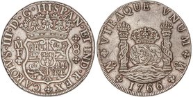 SPANISH MONARCHY: CHARLES III
8 Reales. 1766. MÉXICO. M.F: 27,01 grs. Columnario. (Levísimos golpecitos). Cal-904. MBC+/EBC-.
