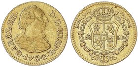 SPANISH MONARCHY: CHARLES III
1/2 Escudo. 1784. MADRID. J.D. 1,78 grs. Cal-776. MBC/MBC+.