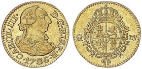 SPANISH MONARCHY: CHARLES III
1/2 Escudo. 1786. MADRID. D.V. 1,73 grs. (Levísimas rayitas). Brillo original. Cal-778. EBC.