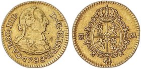 SPANISH MONARCHY: CHARLES III
1/2 Escudo. 1788. MADRID. M. 1,74 grs. (Pequeñas marquitas). Cal-781. MBC+.