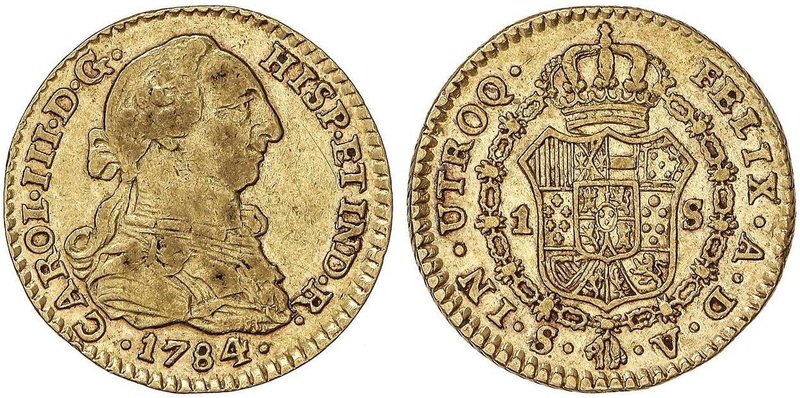 SPANISH MONARCHY: CHARLES III
1 Escudo. 1784. SEVILLA. V. 3,33 grs. Única fecha...