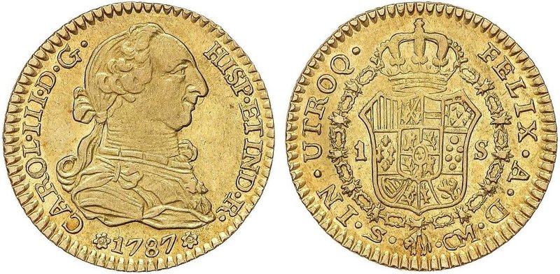 SPANISH MONARCHY: CHARLES III
1 Escudo. 1787. SEVILLA. C.M. 3,38 grs. Brillo or...