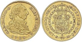 SPANISH MONARCHY: CHARLES III
2 Escudos. 1784/0. MADRID. J.D./P.J. 6,73 grs. Rectificación de fecha visible en la parte inferior del 4. La moneda más...