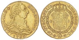 SPANISH MONARCHY: CHARLES III
4 Escudos. 1780/79. MADRID. P.J. 13,34 grs. (Descolgada, sirvió como joya). Cal-304. (EBC-).
