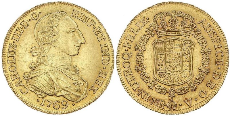SPANISH MONARCHY: CHARLES III
8 Escudos. 1769. NUEVO REINO. V. 26,97 grs. Único...