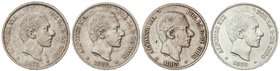 PESETA SYSTEM: ALFONSO XII
Lote 4 monedas 50 Centavos de Peso. 1881, 1882, 1883 y 1885. MANILA. A EXAMINAR. MBC- a EBC-.