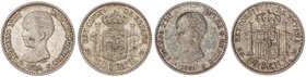PESETA SYSTEM: ALFONSO XIII
Lote 2 monedas 50 Céntimos. 1889 y 1892/89. (*8-9) M.P.-M. y (*9-2) P.G.-M. La dos pátina y brillo original. SC- y SC.