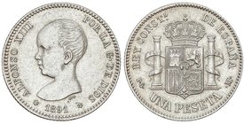 PESETA SYSTEM: ALFONSO XIII
1 Peseta. 1891 (*18-91). P.G.-M. (Levísimas rayitas). EBC/EBC-.