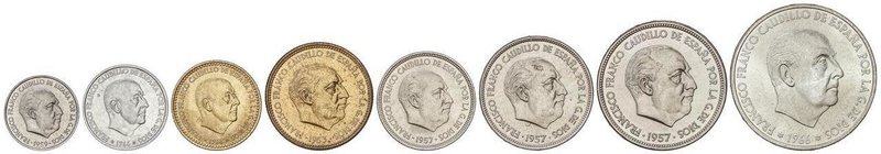 PESETA SYSTEM: ESTADO ESPAÑOL
Serie 8 monedas 10 Céntimos a 100 Pesetas. (*70)....