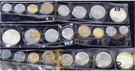 PESETA SYSTEM: ESTADO ESPAÑOL
Lote 3 series 8 monedas 10 Céntimos a 100 Pesetas. (*71). En tiras originales F.N.M.T., algo deterioradas. Las de 100 P...
